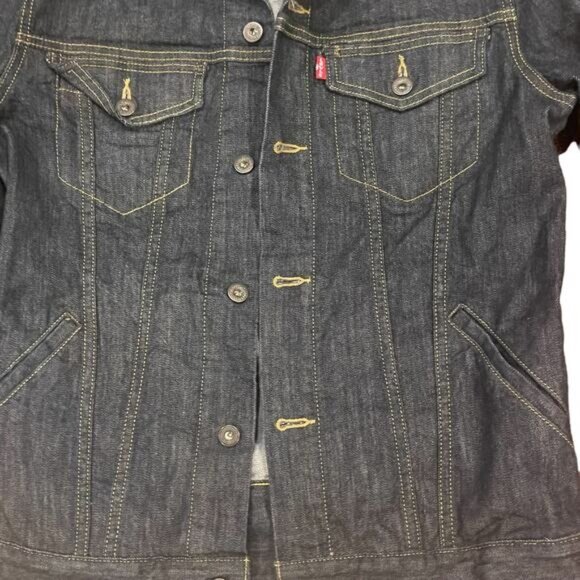 Levis Denim Trucker Jacket Dark Wash Medium Size M - Picture 11 of 15